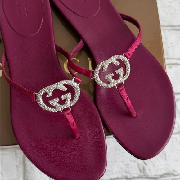 Gucci Rhinestone Thong Slippers - Picture 3 of 15